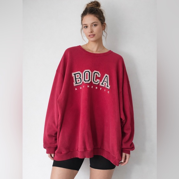 Boca Sweaters - Vintage 90s BOCA Authentic Crewneck Sweatshirt Pink Oversized Made in Canada XL